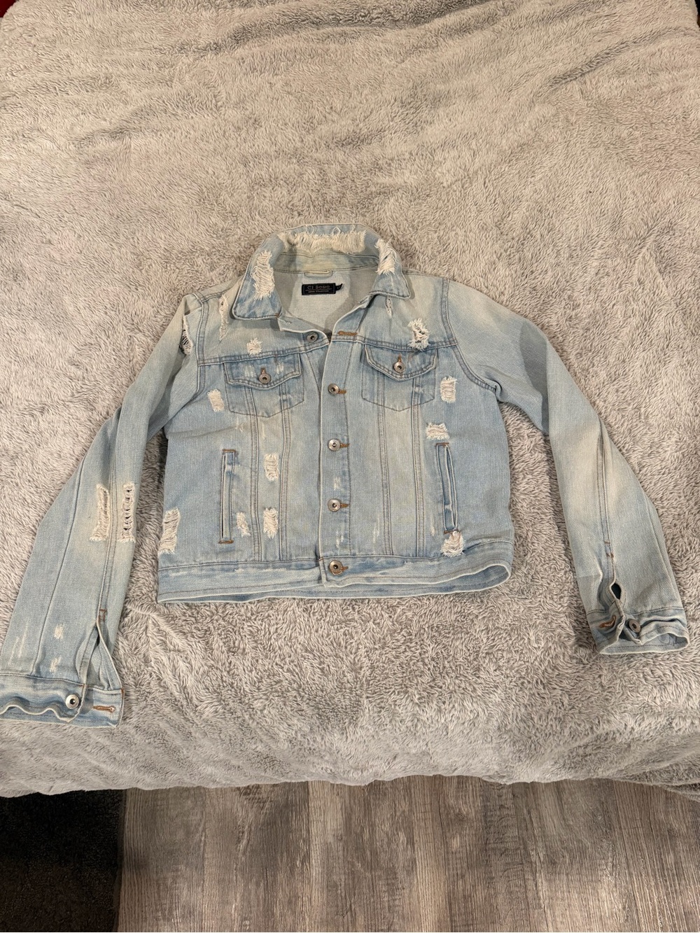 Light Blue Distressed Denim Jacket